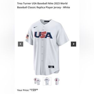 Trea Turner USA Baseball 2023 Nike Jersey